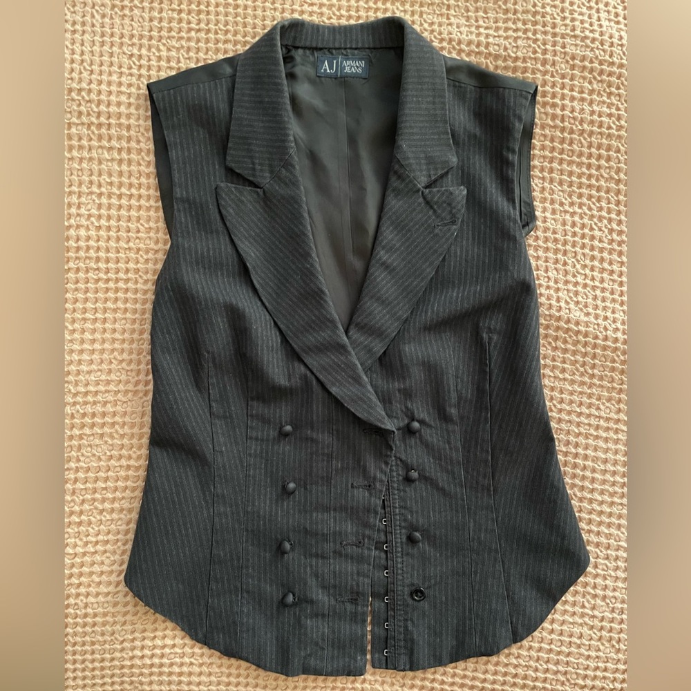 Vintage late 90s / y2k Armani Jeans corset style vest.